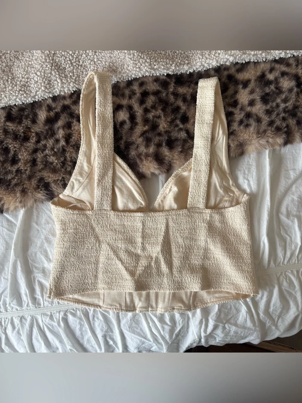 Textured Cream Zara Summer Corset Top - Picture 4 of 5